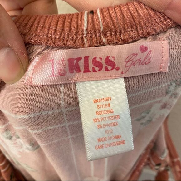 Mauve pink floral ruffle off shoulder hi lo maxi Sundress stretchy girls 10/12 - Picture 7 of 7